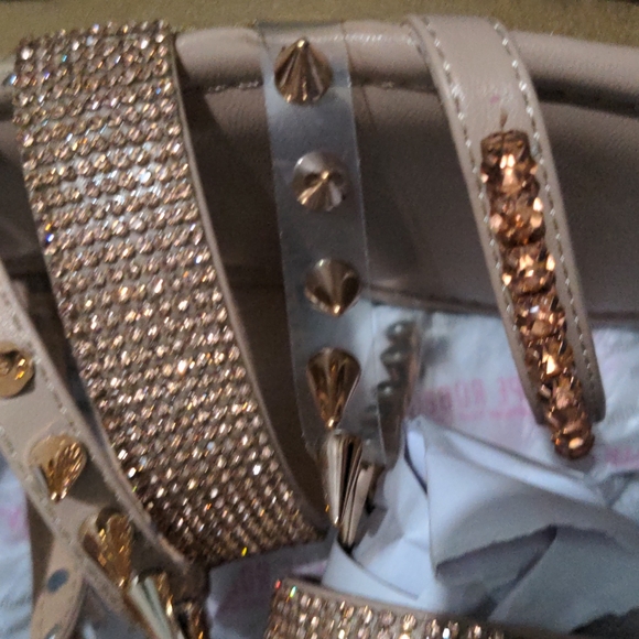 Rose gold & nude spiked, rhinestone mini gladiators - Picture 8 of 8